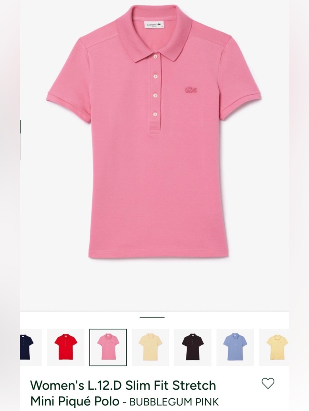Lacoste Womens Pink Slim Fit Polo Shirt